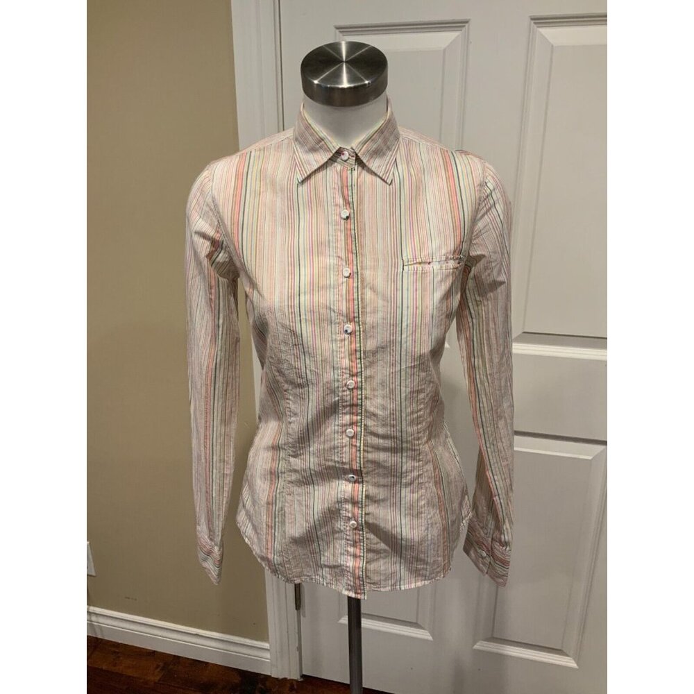 Robert Friedman Multicolor Striped W/ Polka Dot Detail Button-Up, Size XS - NWT!